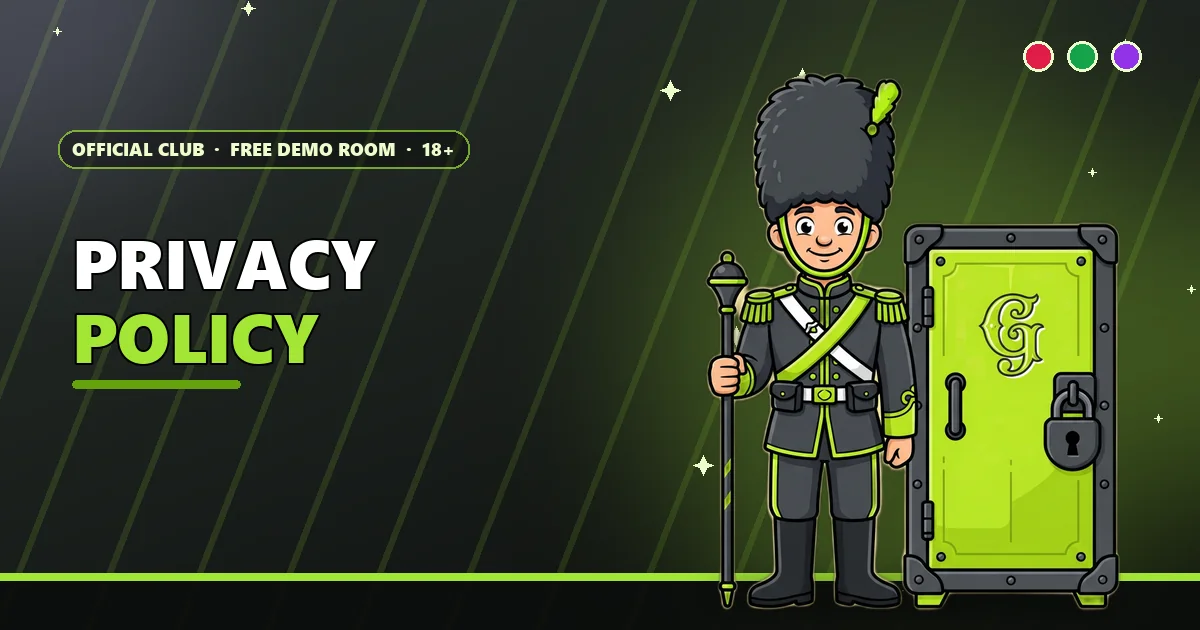 Grenadier guard beside a locked cabinet for the 6E Club privacy policy