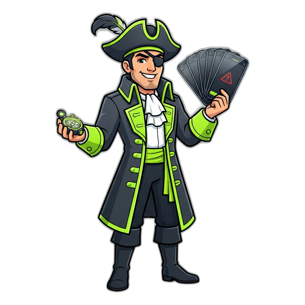 Privateer waving fake 6E Club withdrawal screenshots from the deck of his ship