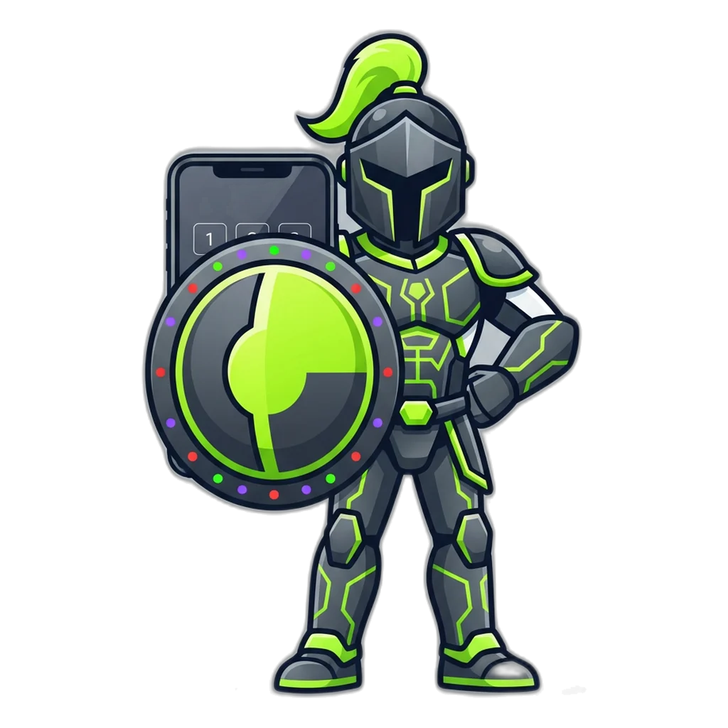 Sentry raising a shield in front of a phone showing a UPI PIN pad