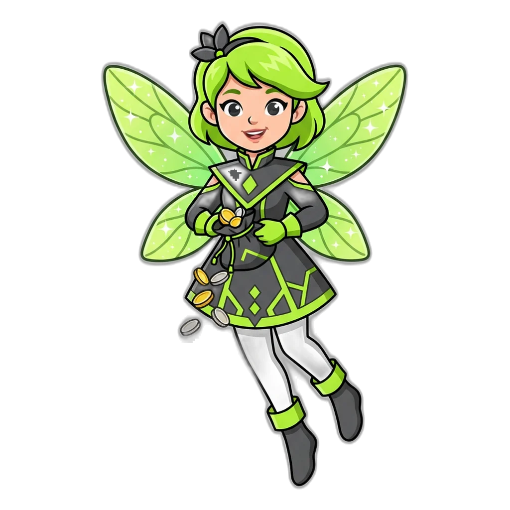 Pixie carrying a pouch of demo coins for a new member’s first round