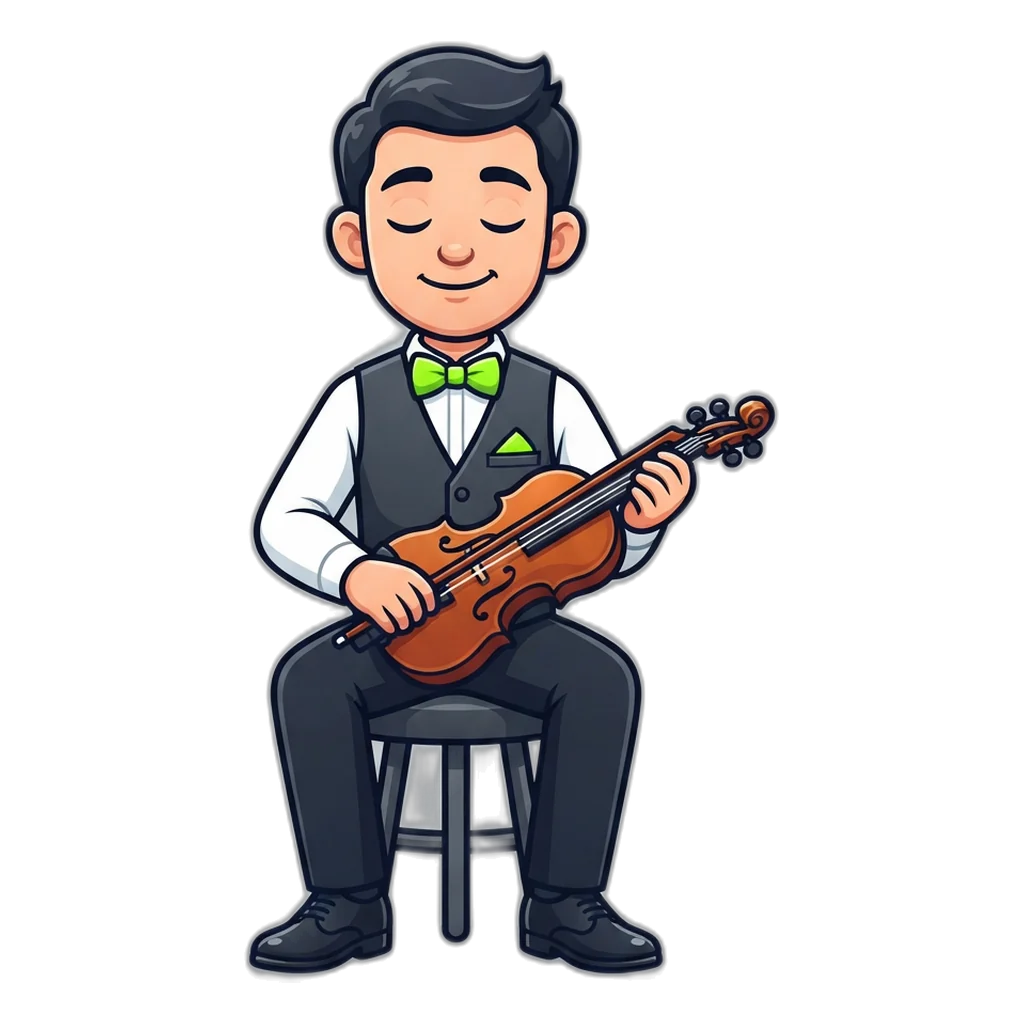 Violinist resting his bow on a quiet evening, a picture of responsible gaming habits